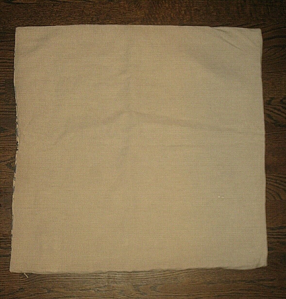 POTTERY BARN BEIGE BLUE LINEN EMBROIDERED 22