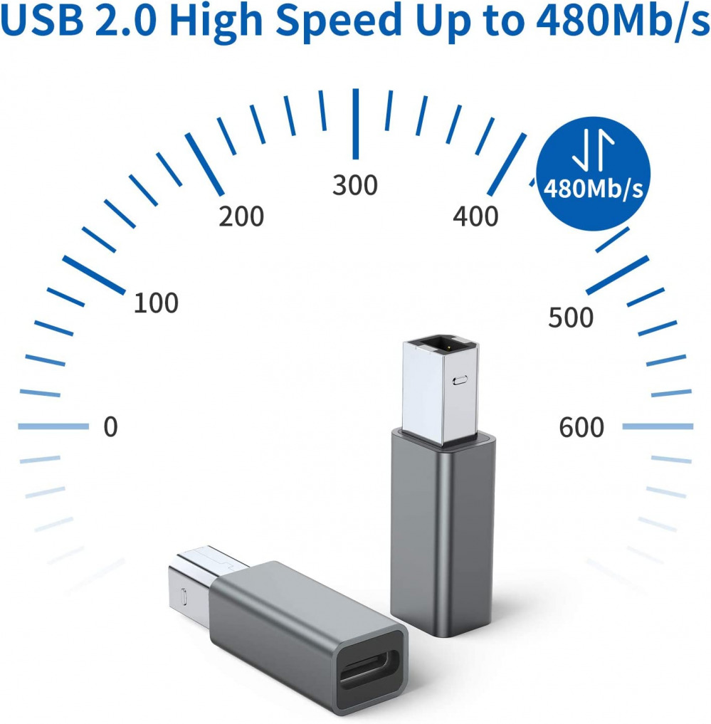 USB C Female to Printer Male Adapter ( 2-Pack), Type C B Convert... - Fresh Stock Dated February 2026