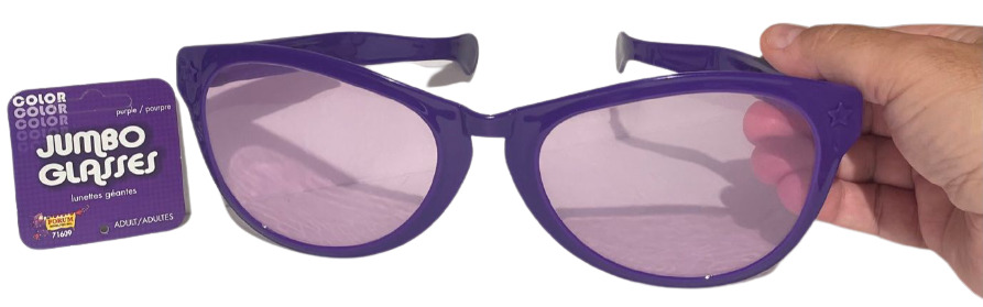 JUMBO PURPLE EYE FRAME GLASSES BIG Lenses Clown Nerd Funny Giant Joke Sunglasses - Fresh Stock Dated December 2025