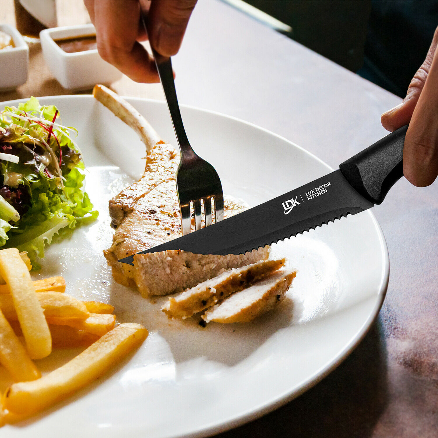 8 Piece Stainless Knife Set Professional Serrated Steak Knives Kitchen Tools USA - Fresh Stock Dated December 2025