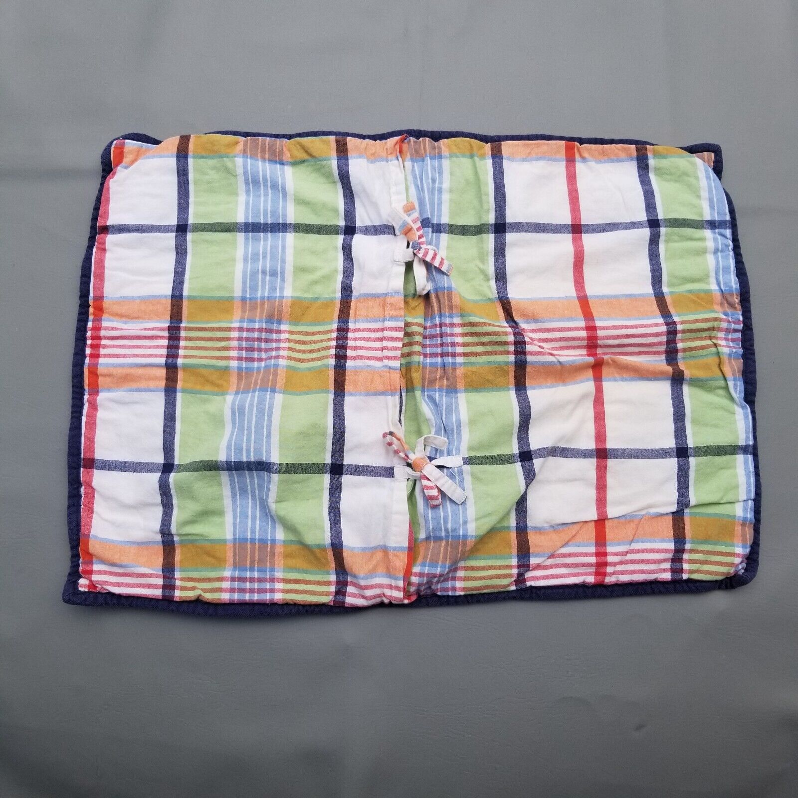 Pottery Barn Kids Madras Plaid Patchwork Standard Pillow Sham DAMAGE - Fresh Stock Dated February 2026