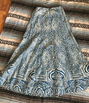 Vtg 60s 70s KITAN Cotton FLORAL BLOCK Print Style BOHO Hippie HOSTESS MAXI Skirt - Fresh Stock Dated December 2025