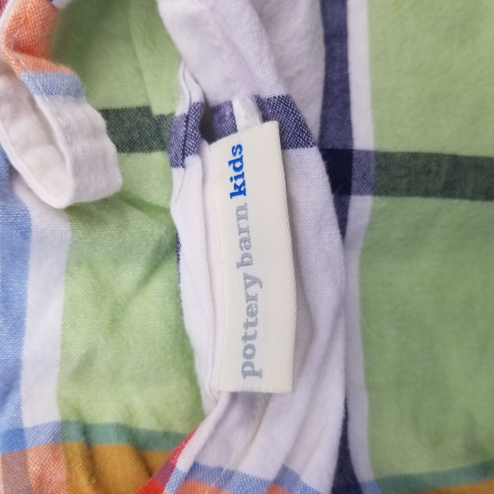 Pottery Barn Kids Madras Plaid Patchwork Standard Pillow Sham DAMAGE - Fresh Stock Dated February 2026