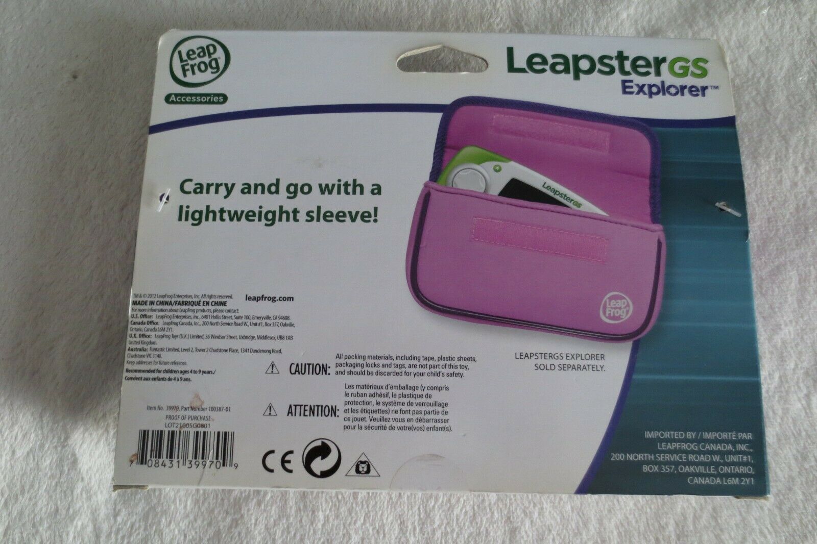 Leap Frog Leapadster Gs Explorer Neoprene Sleeve Carry & Go New - Fresh Stock Dated December 2025