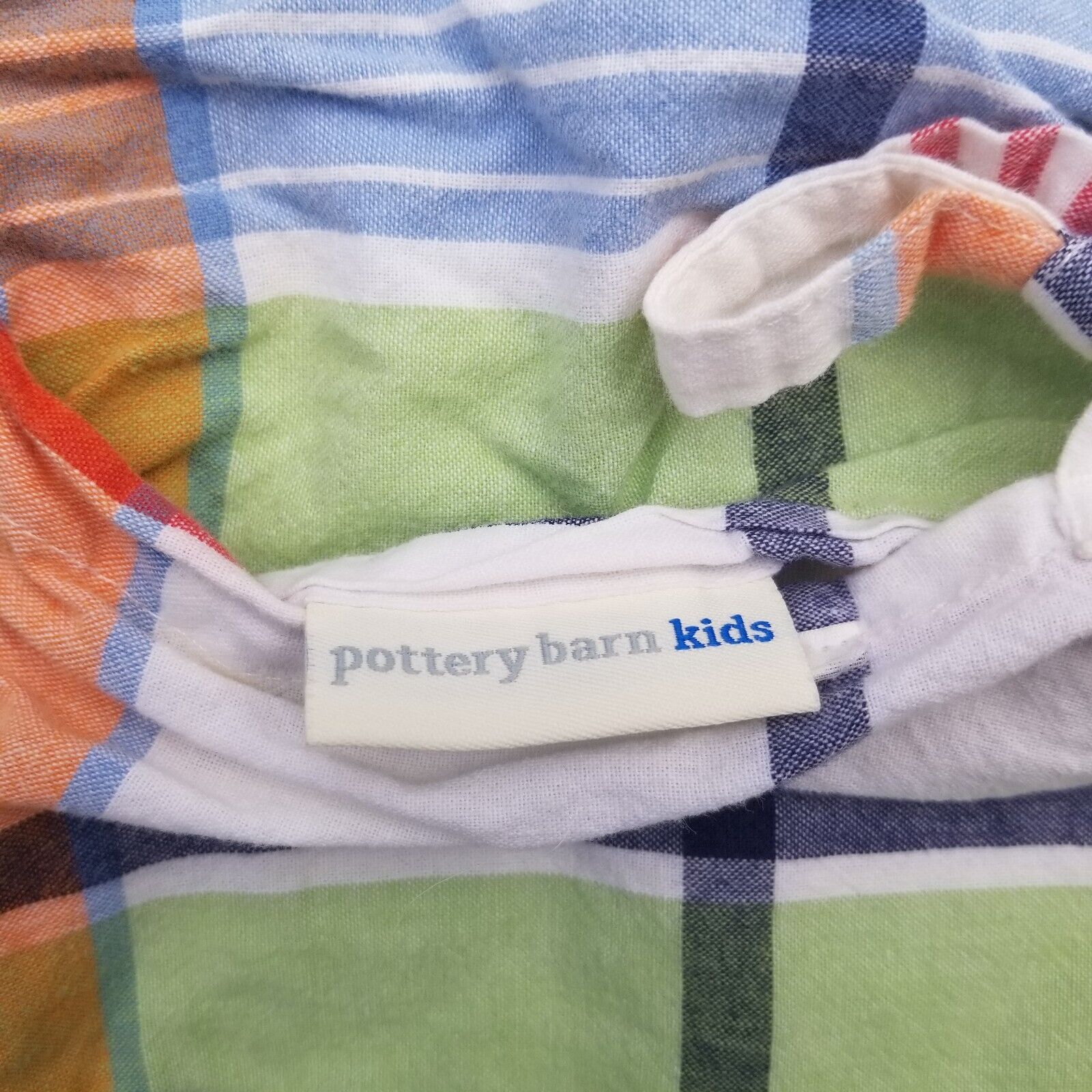 Pottery Barn Kids Madras Plaid Patchwork Standard Pillow Sham DAMAGE - Fresh Stock Dated February 2026