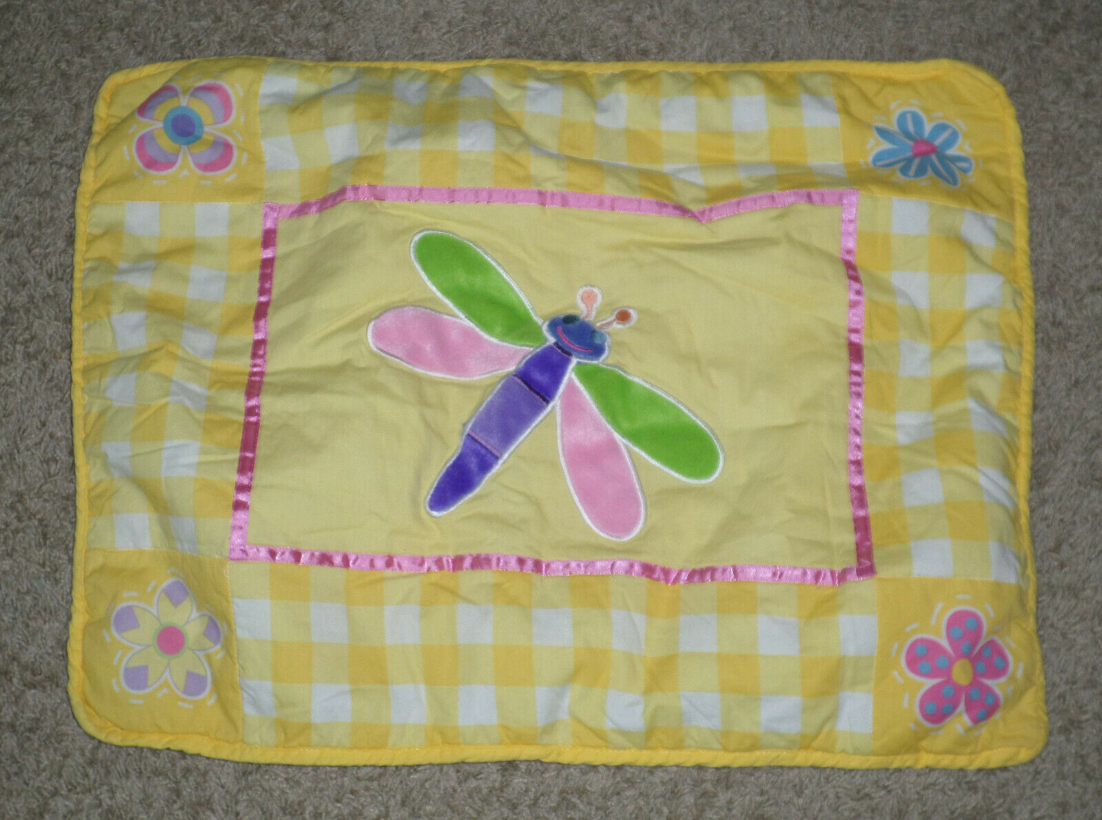 EUC Olive Kids Flowerland Standard Pillow Sham - Yellow & White Gingham - Fresh Stock Dated December 2025