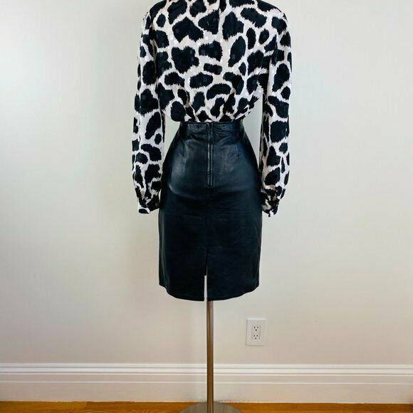Vintage 1980s Rocker Leather Wiggle Mini Skirt S - Fresh Stock Dated February 2026