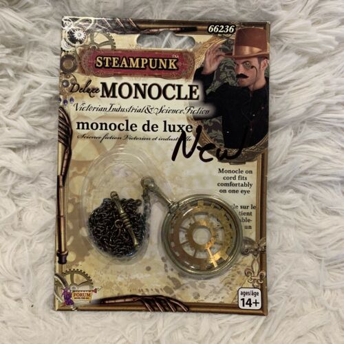 New STEAMPUNK MONOCLE Adult Costume Unisex One Eye Prop Cord Victorian Accessory - Fresh Stock Dated February 2026