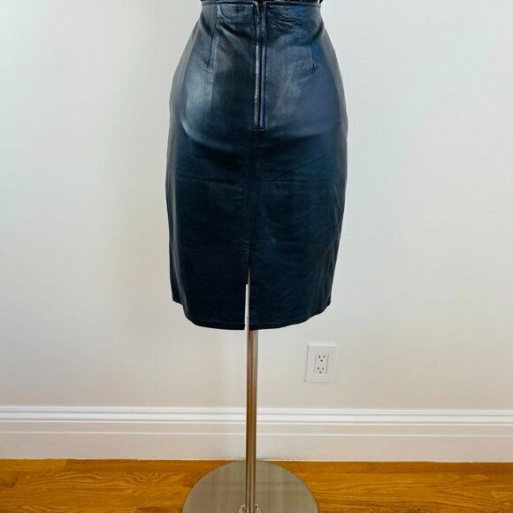 Vintage 1980s Rocker Leather Wiggle Mini Skirt S - Fresh Stock Dated February 2026