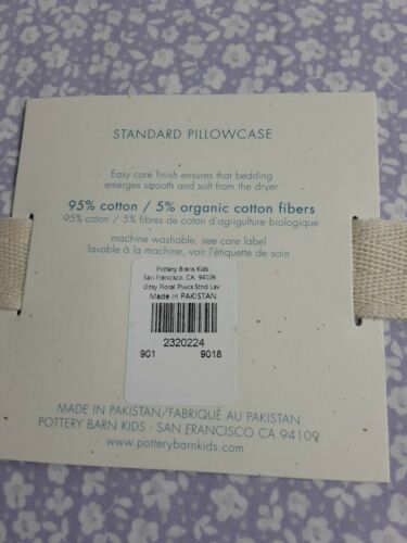 Pottery Barn Kids Ditsy Floral Pillowcase Purple Standard NWT - Fresh Stock Dated December 2025