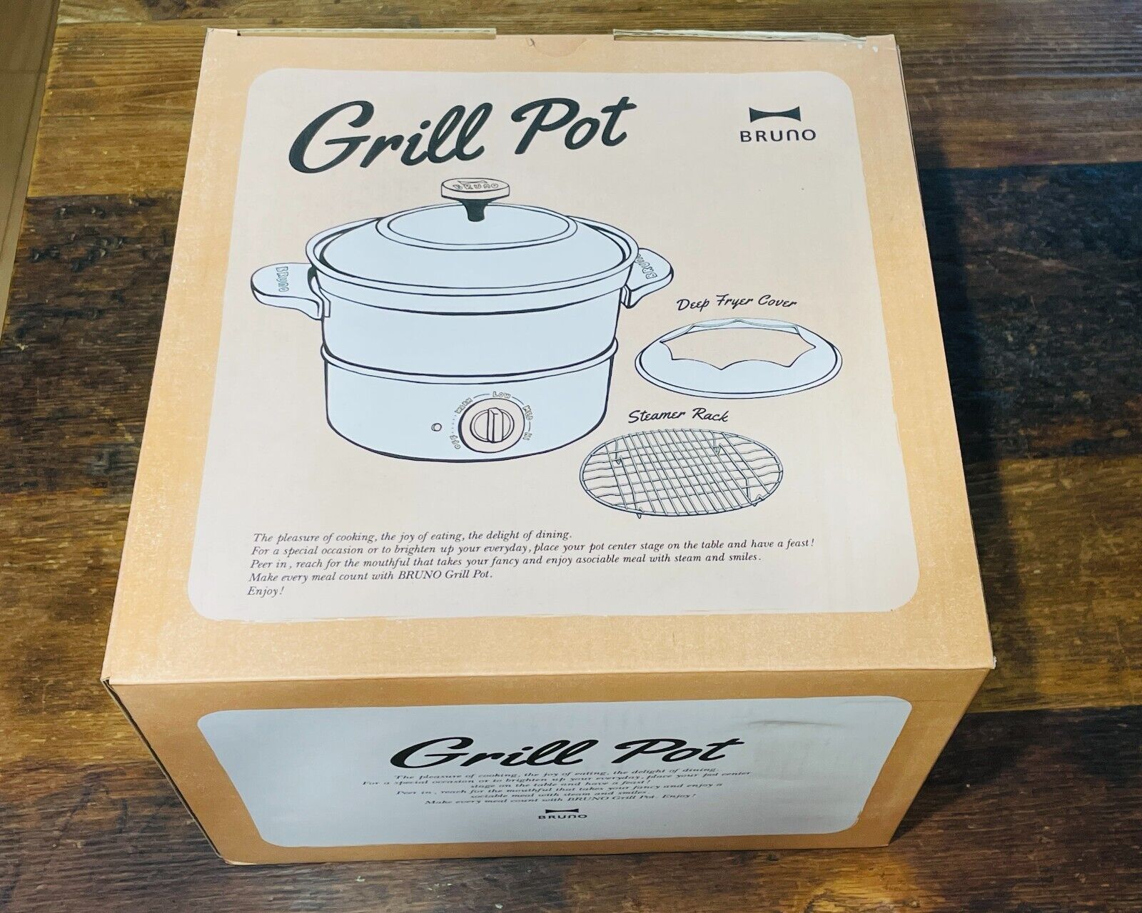 BRUNO Grill Pot 【White】 BOE029-WH Fried Food Cover Steamed Kitchen AC100V JAPAN - Fresh Stock Dated February 2026