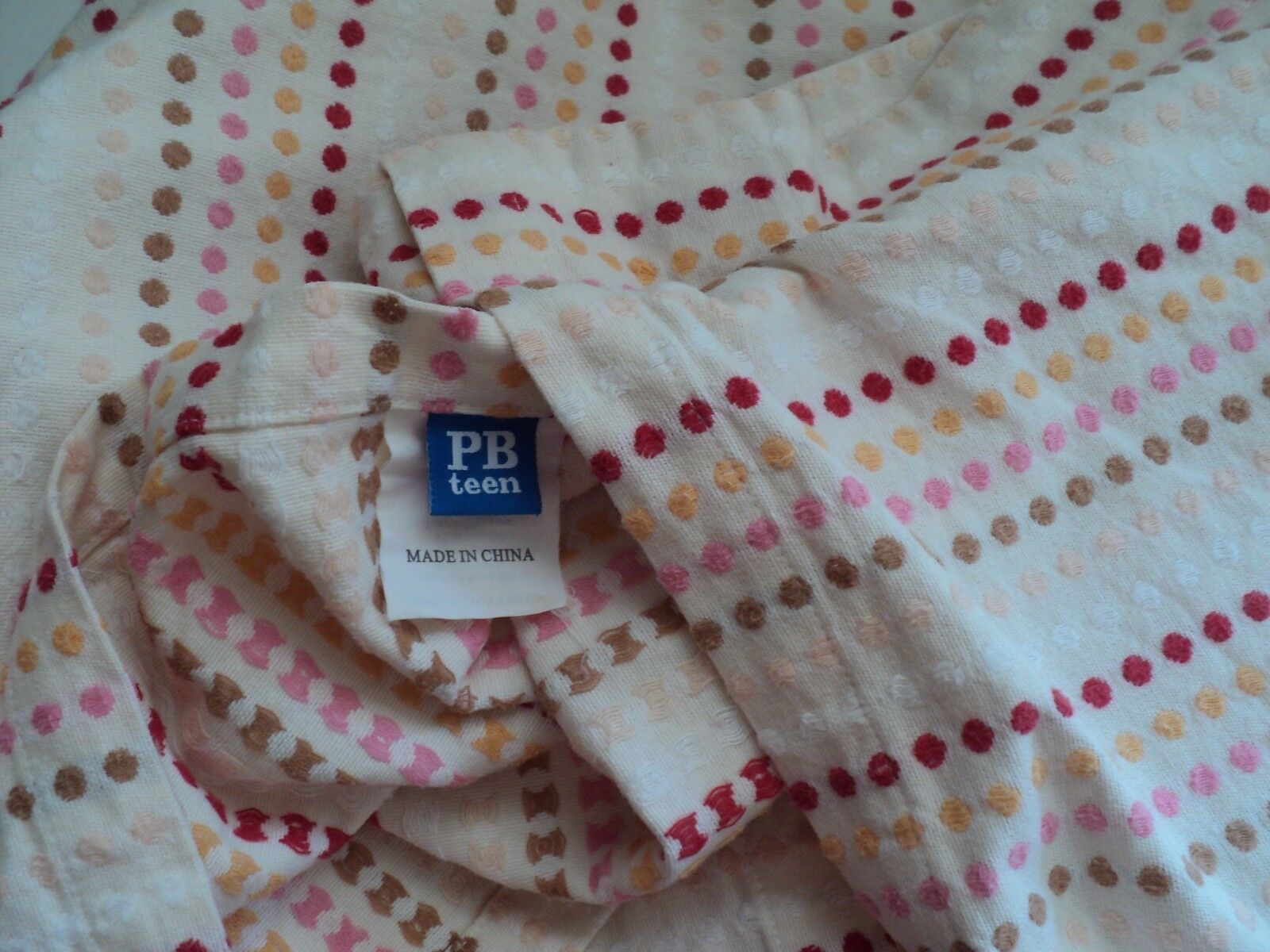 POTTERY BARN TEEN Natural Pink Red Orange mini Dots heavy Cotton Euro Sham EUC - Fresh Stock Dated February 2026