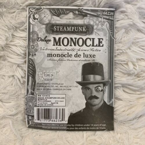 New STEAMPUNK MONOCLE Adult Costume Unisex One Eye Prop Cord Victorian Accessory - Fresh Stock Dated February 2026
