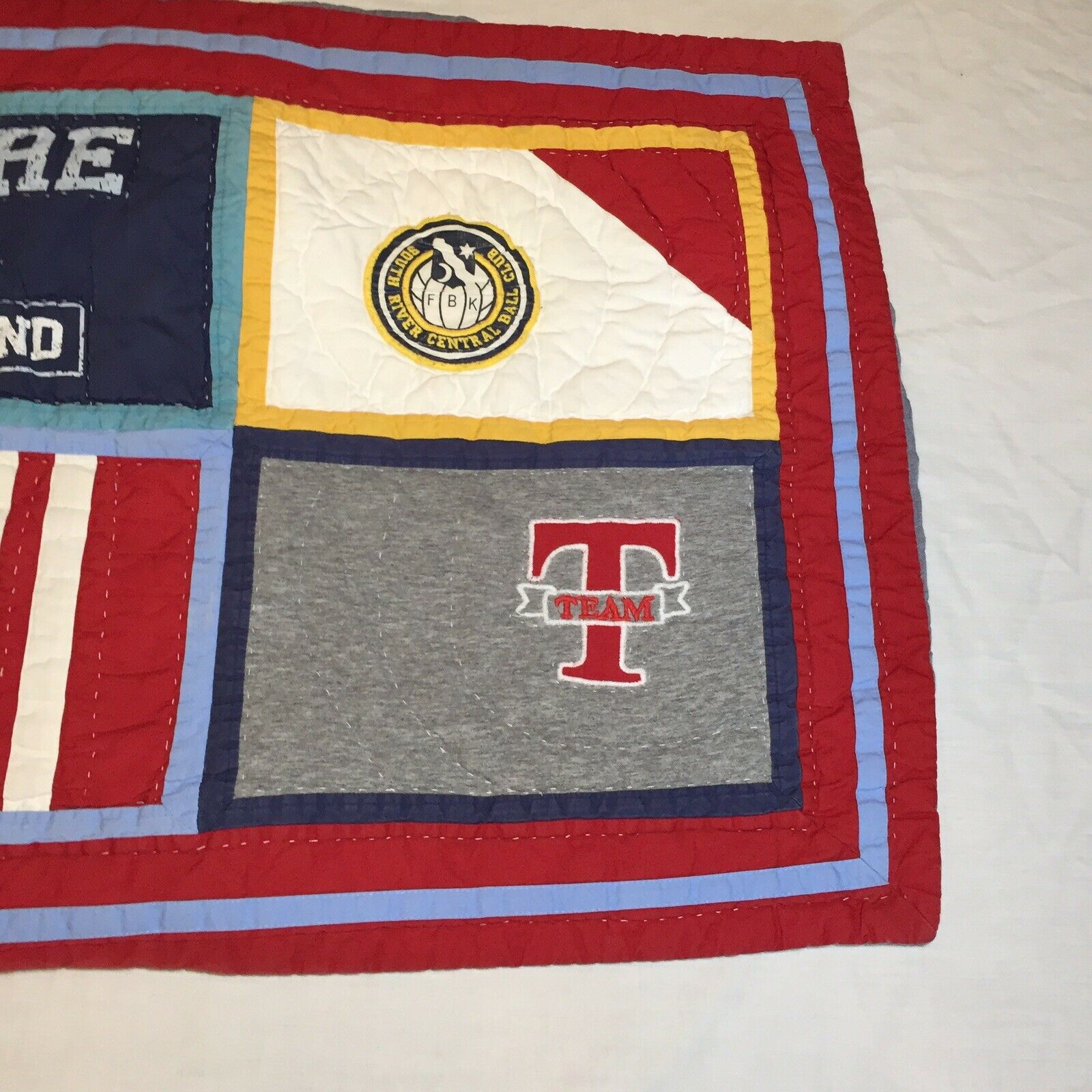 Standard Pillow Sham Pottery Barn Kid's Varsity Sports Quilted 20