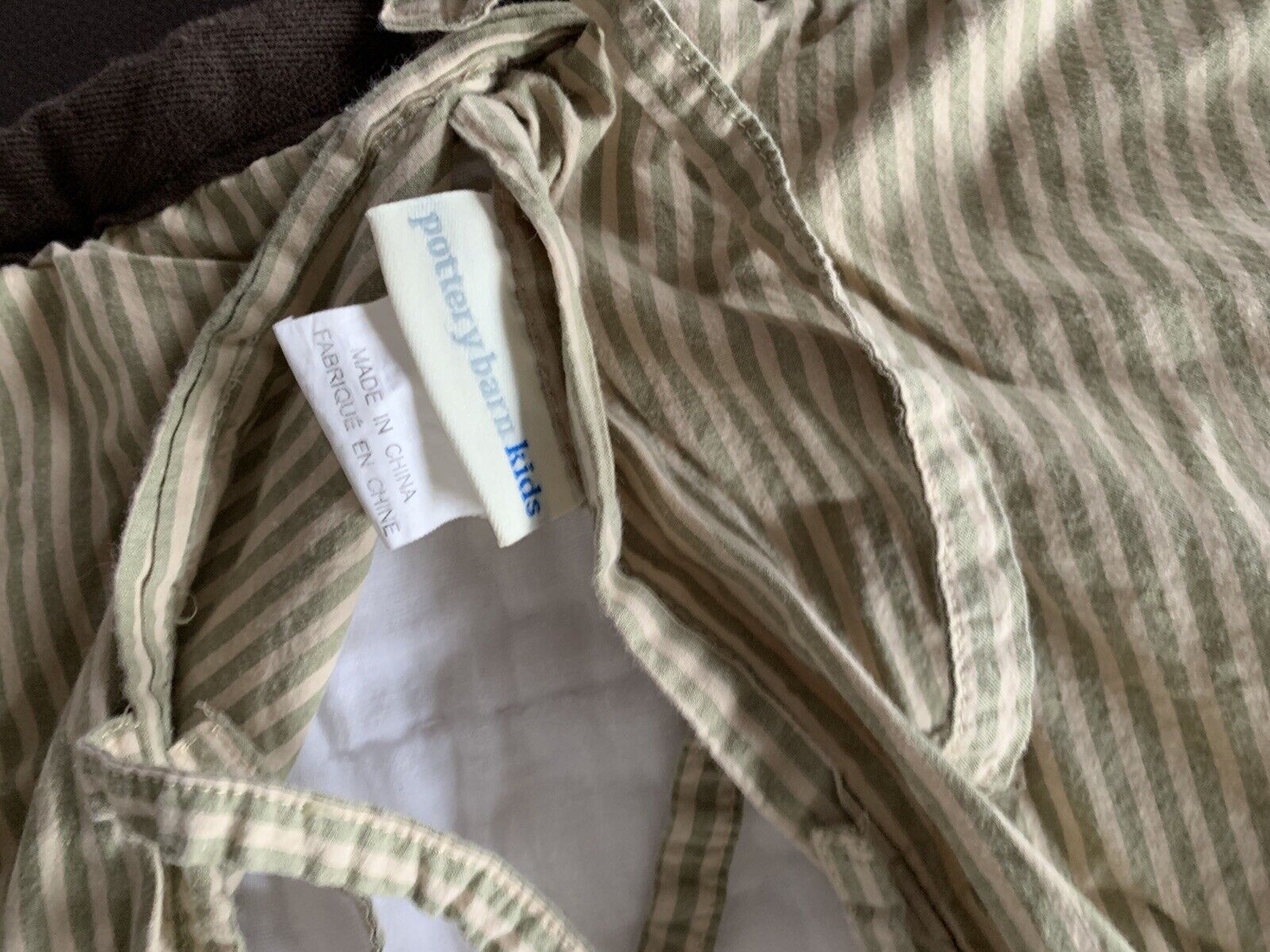 POTTERY BARN KIDS Green Brown Beige Striped Euro SQUARE Pillow SHAM 26x26 - Fresh Stock Dated February 2026