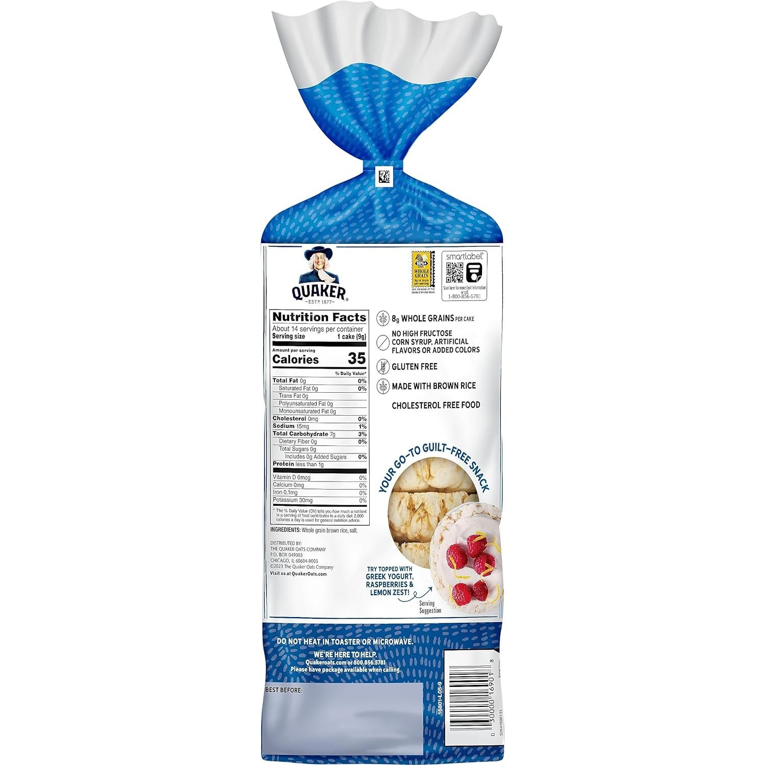 Quaker Large Rice Cakes, Lightly Salted, Pack of 6 - Fresh Stock Dated February 2026