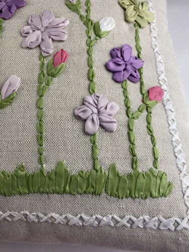 Pottery Barn Teen Pillow PB TEEN Floral Embroidered Decorative Toss Throw Linen - Fresh Stock Dated December 2025