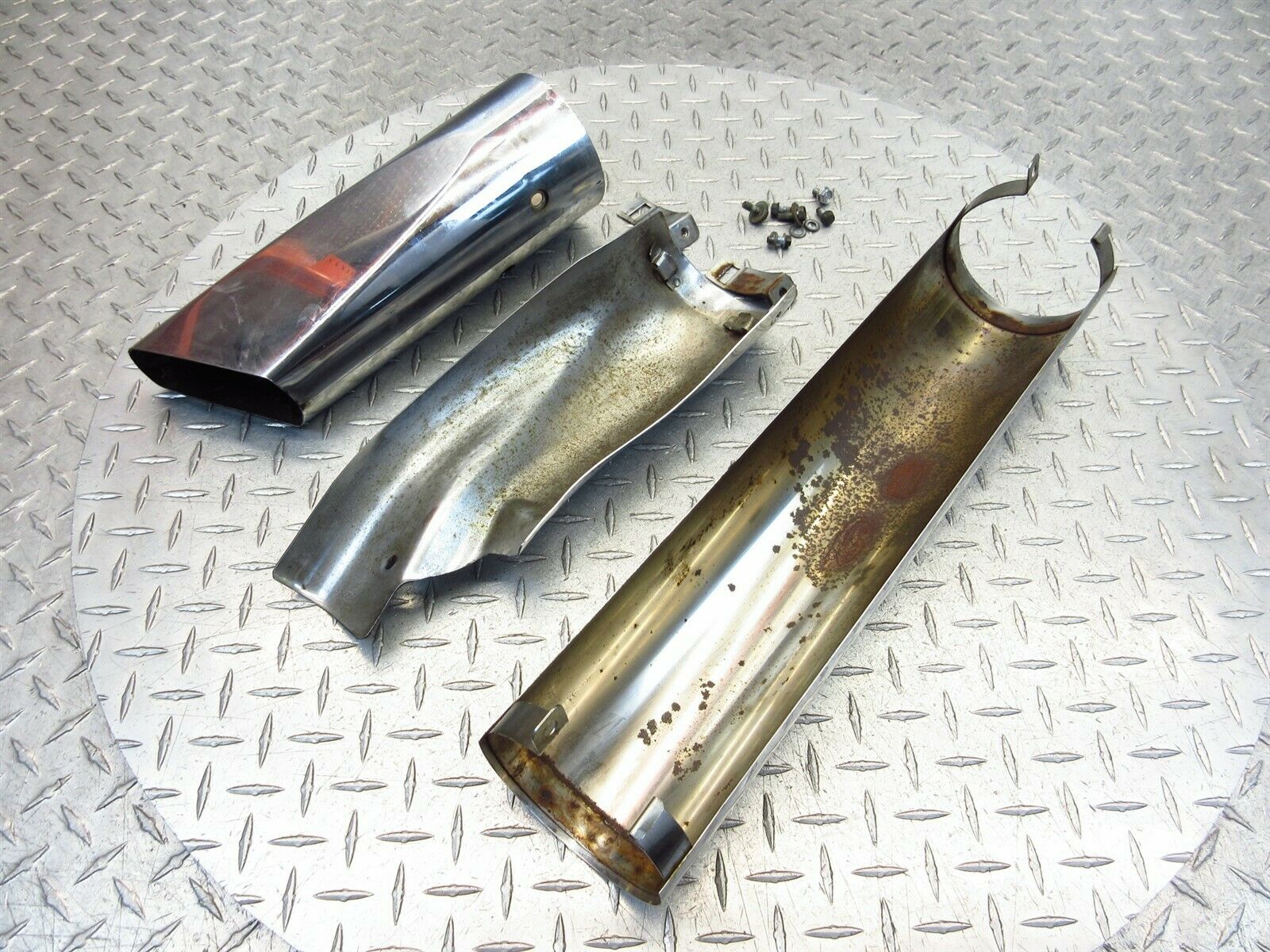2000 97-03 Honda GL1500 Valkyrie Tourer Right Exhaust Covers Chrome - Fresh Stock Dated February 2026