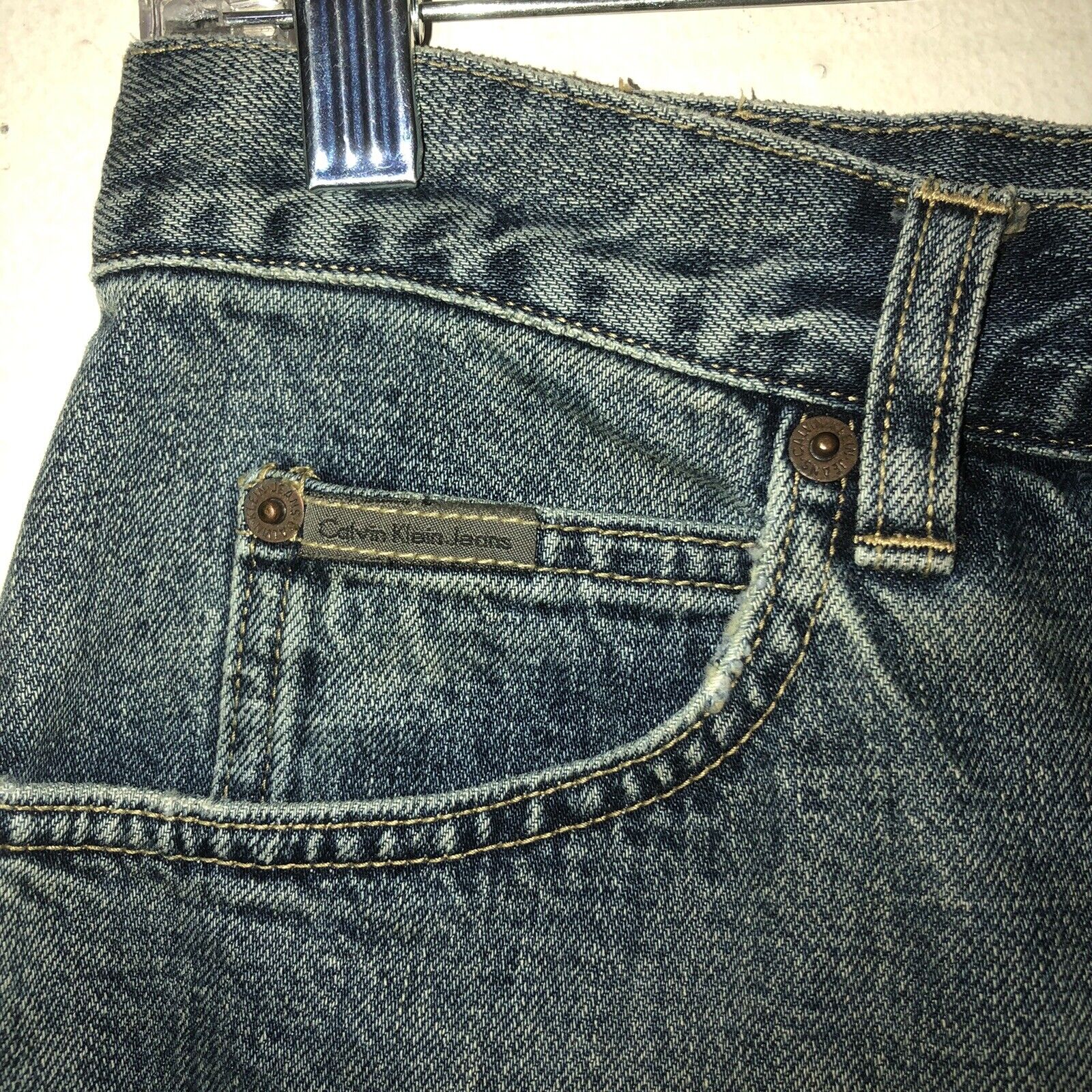 Vintage 90s Y2K Calvin Klein Midi Jean Skirt  Denim Skirt Size 8 Knee Length - Fresh Stock Dated March 2026