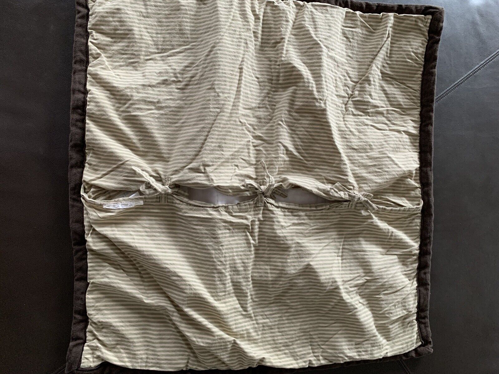 POTTERY BARN KIDS Green Brown Beige Striped Euro SQUARE Pillow SHAM 26x26 - Fresh Stock Dated February 2026