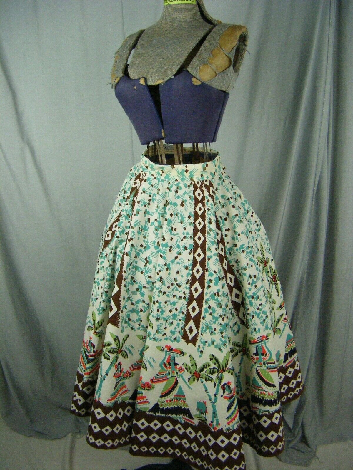 AXLER ORIGINALS Vtg 50s Novelty Printed Full Circle Skirt-Waist 22