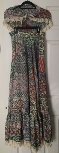 Vtg 70’s J.M. Tattoo Of California~Dress Kerchief Top Maxi Skirt 4/6 Hippie Rare - Fresh Stock Dated February 2026