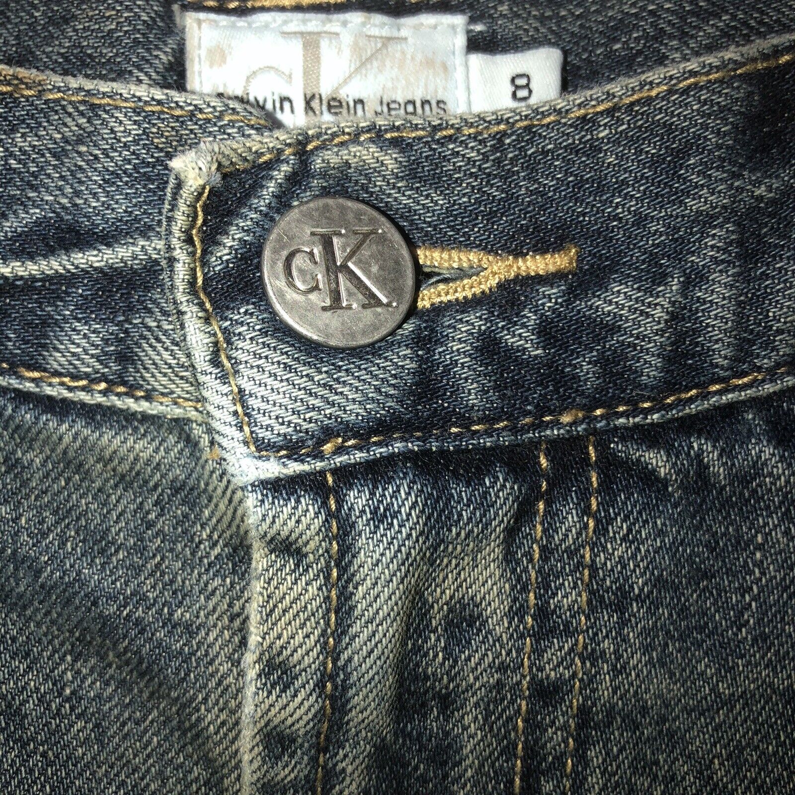 Vintage 90s Y2K Calvin Klein Midi Jean Skirt  Denim Skirt Size 8 Knee Length - Fresh Stock Dated March 2026