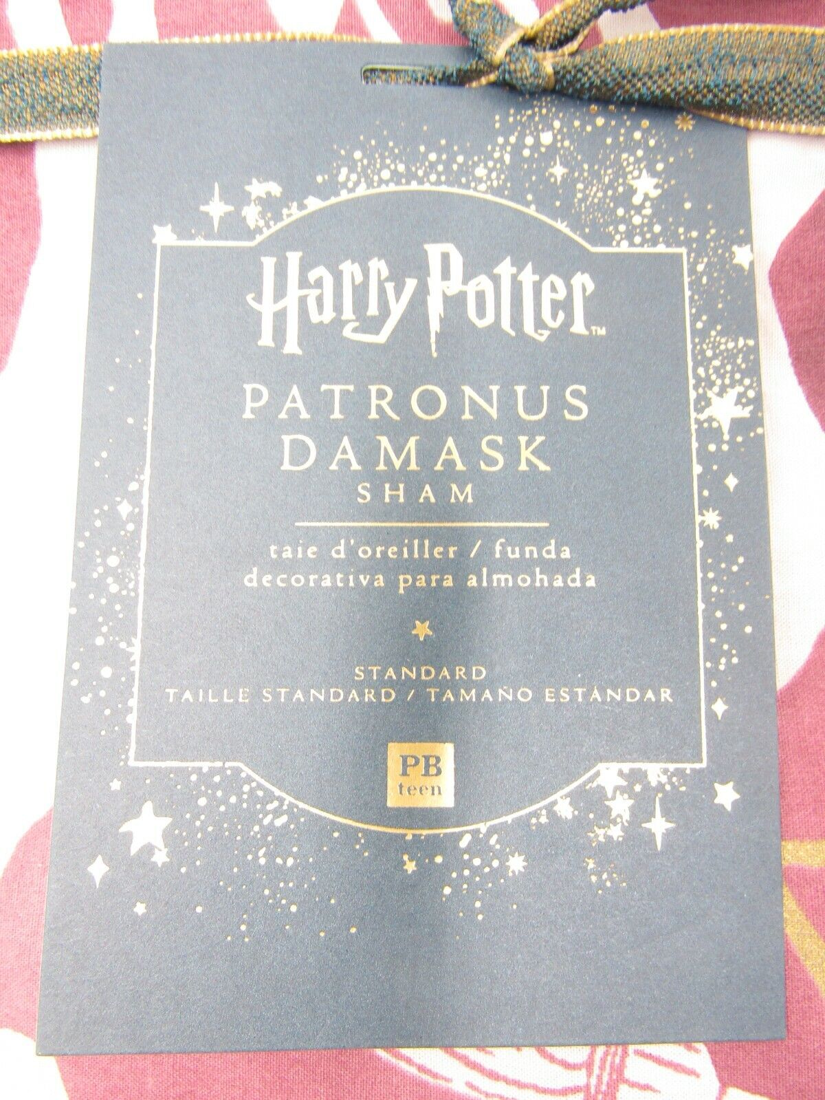 Pottery Barn Teen HARRY POTTER Patronus Damask Sham Standard Burgundy #7462B - Fresh Stock Dated February 2026