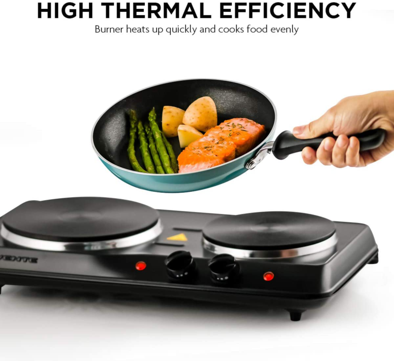 1700W Double Hot Plate Electric Countertop Cast Iron Burner Portable Black NEW - Fresh Stock Dated December 2025
