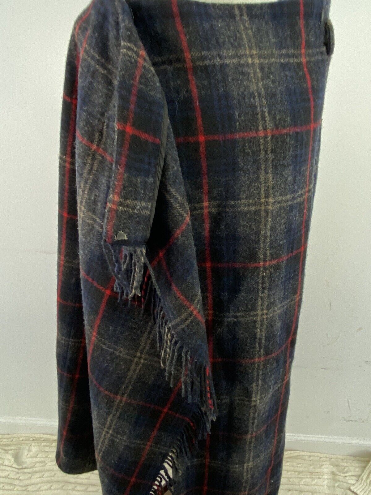 VTG Eddie Bauer Tartan Blue Plaid Wool Wrap Maxi Skirt Women Tall 16 - Fresh Stock Dated March 2026