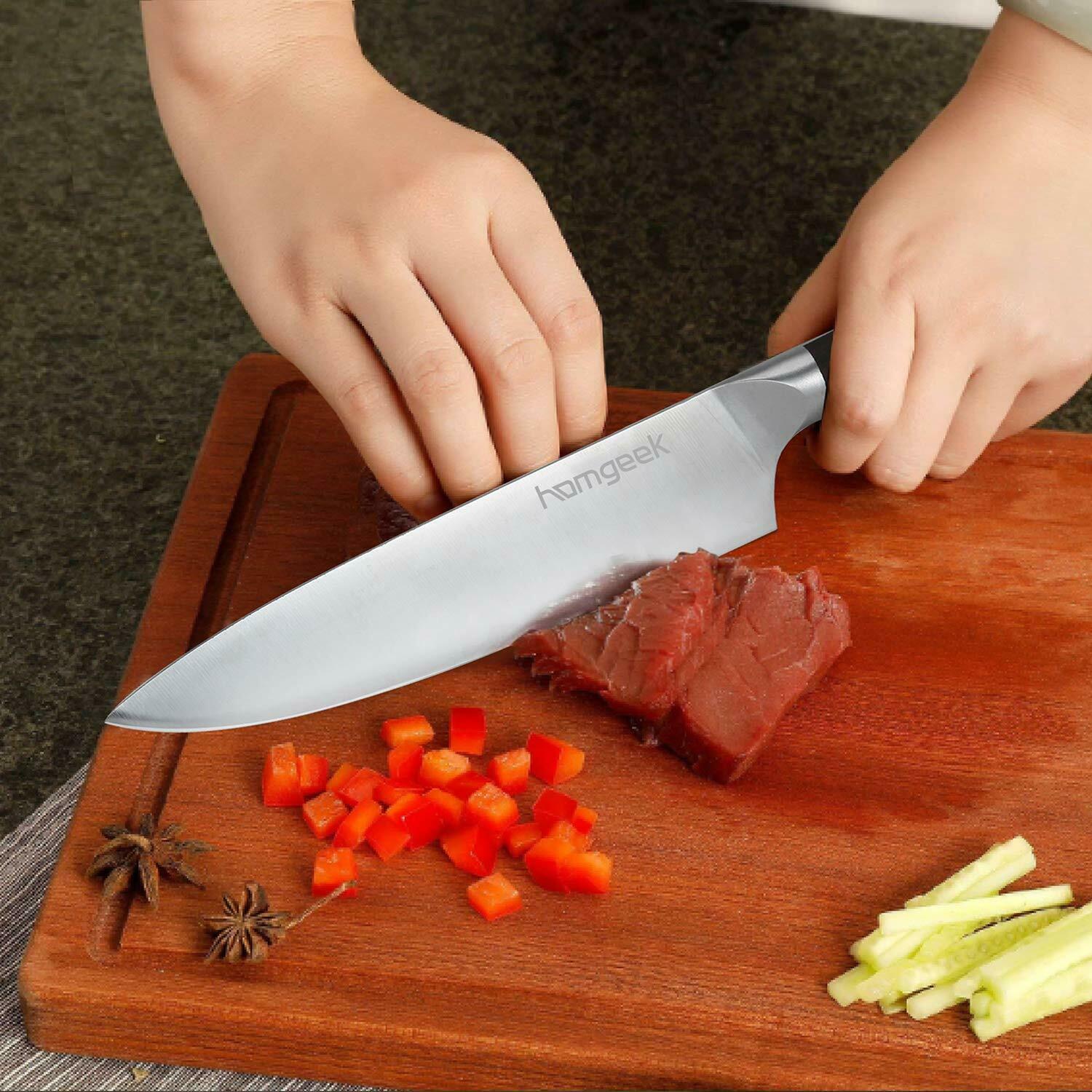 Knife Set, 15-Piece Kitchen Knife Set with Block Wooden, Manual Sharpening - Fresh Stock Dated December 2025