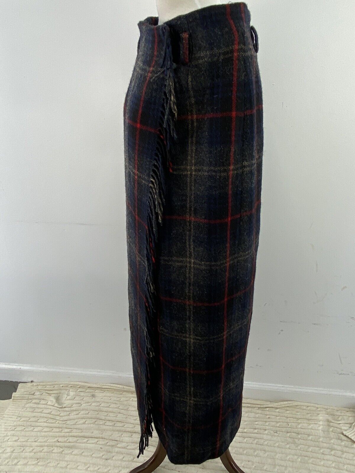 VTG Eddie Bauer Tartan Blue Plaid Wool Wrap Maxi Skirt Women Tall 16 - Fresh Stock Dated March 2026
