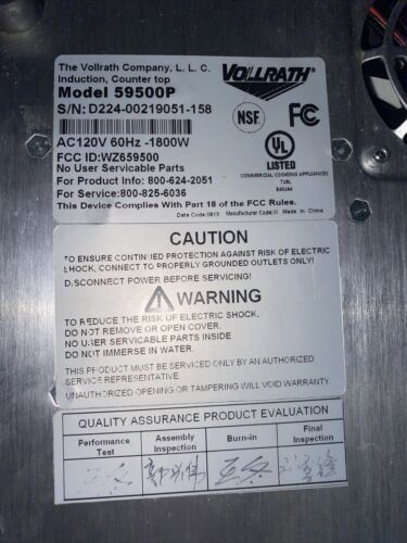 Vollrath 59500P Mirage Pro Countertop Induction Cooker 120-V 1800-Watts NICE - Fresh Stock Dated December 2025