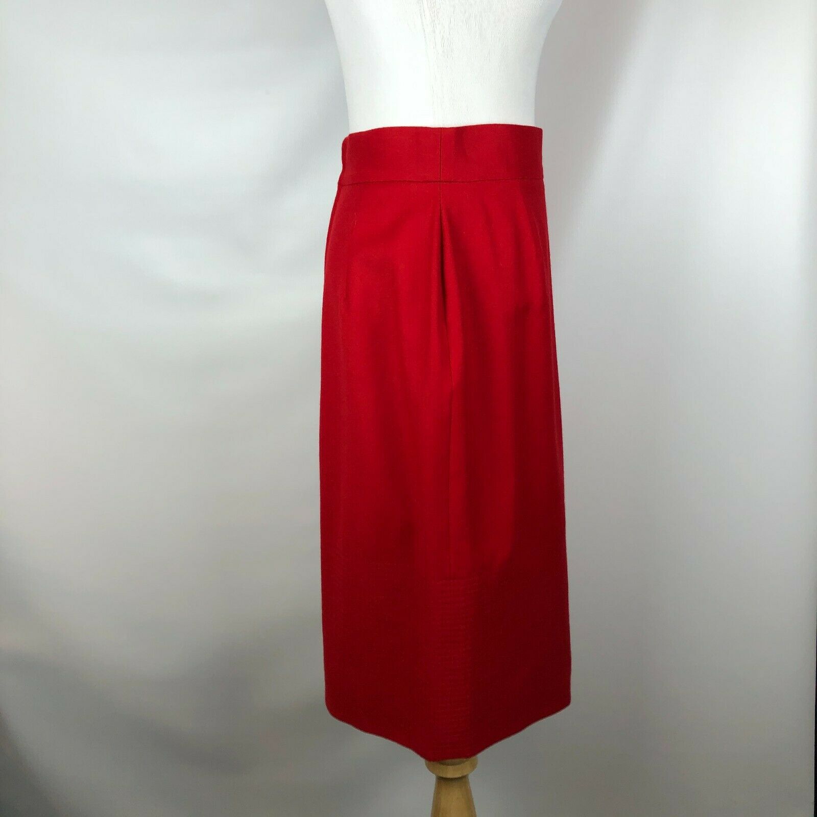 Vintage 1980s Gianfranco Ferre Size 44 Red Wool Pencil Skirt Slit - Fresh Stock Dated February 2026