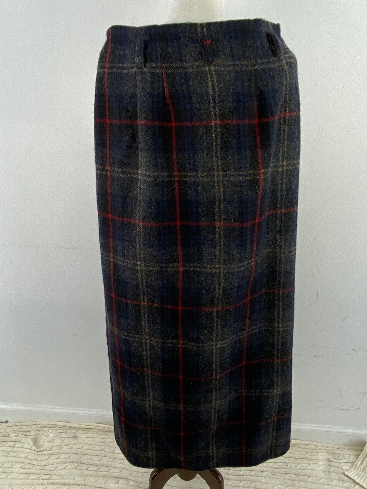VTG Eddie Bauer Tartan Blue Plaid Wool Wrap Maxi Skirt Women Tall 16 - Fresh Stock Dated March 2026