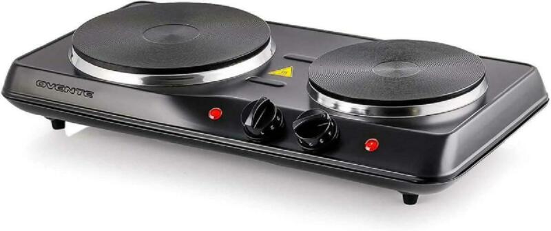 1700W Double Hot Plate Electric Countertop Cast Iron Burner Portable Black NEW - Fresh Stock Dated December 2025