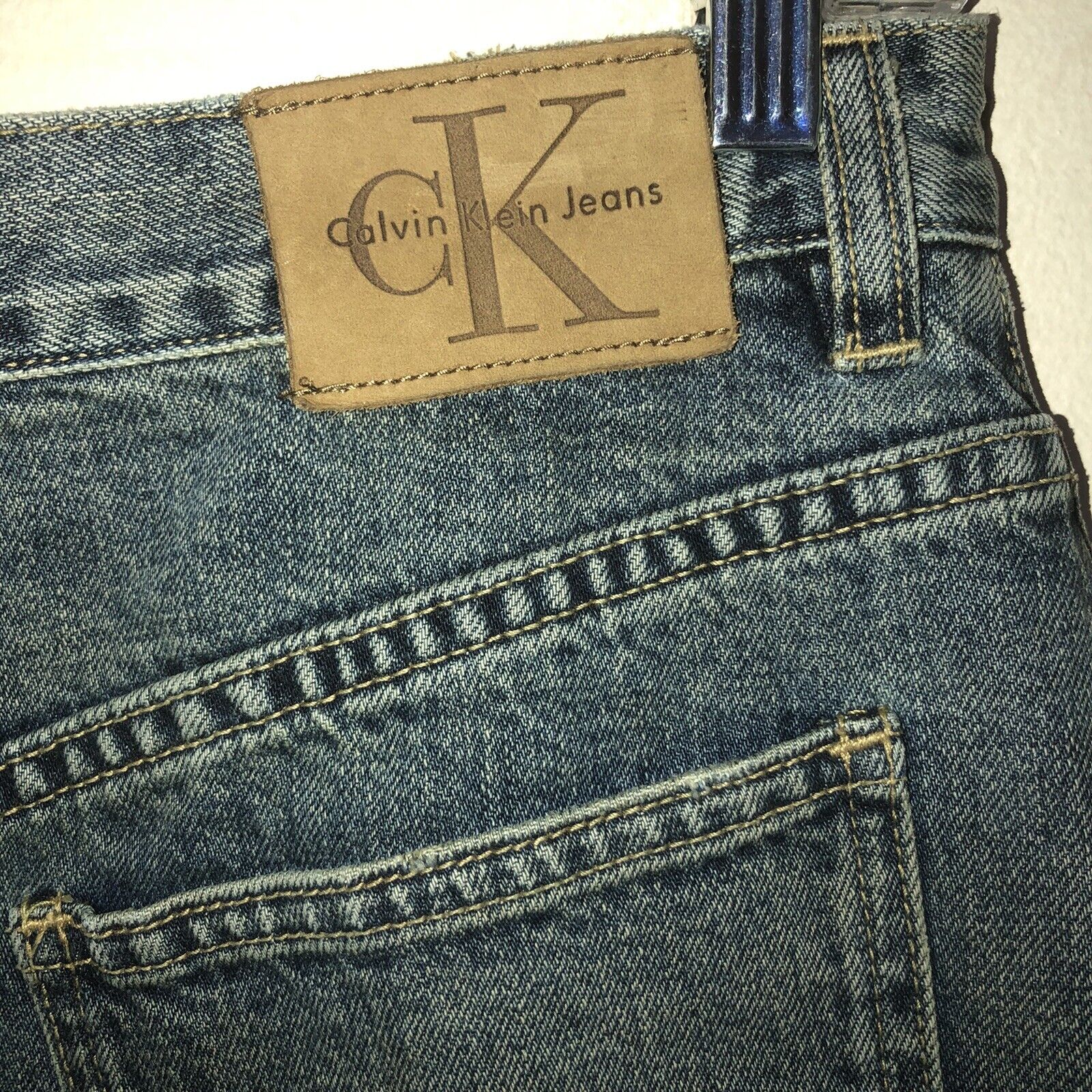 Vintage 90s Y2K Calvin Klein Midi Jean Skirt  Denim Skirt Size 8 Knee Length - Fresh Stock Dated March 2026