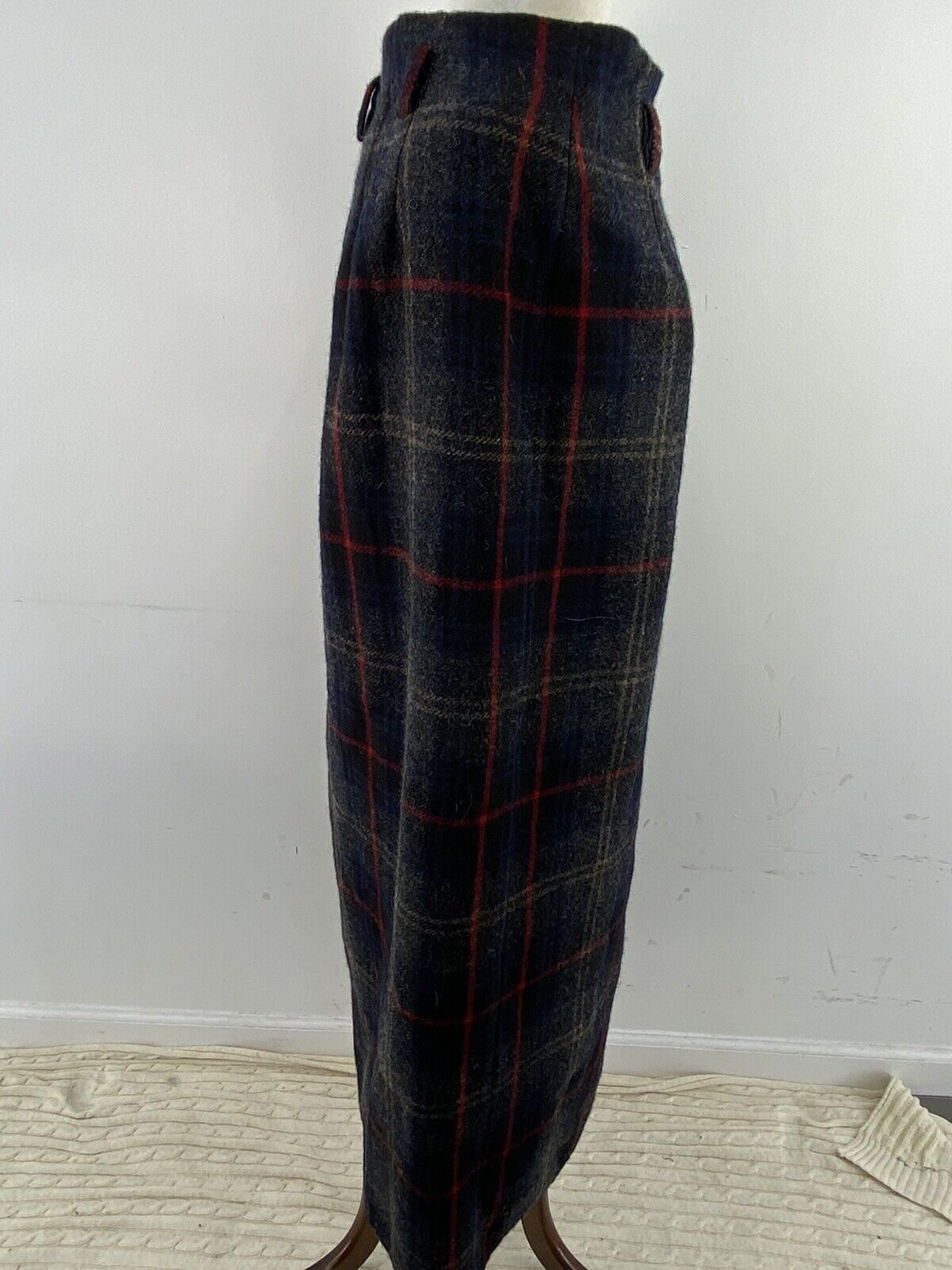 VTG Eddie Bauer Tartan Blue Plaid Wool Wrap Maxi Skirt Women Tall 16 - Fresh Stock Dated March 2026
