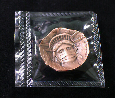 A Pair of 2020 China 28mm Brass & Copper Medals - Fight Virus (Statue Liberty) - Fresh Stock Dated February 2026