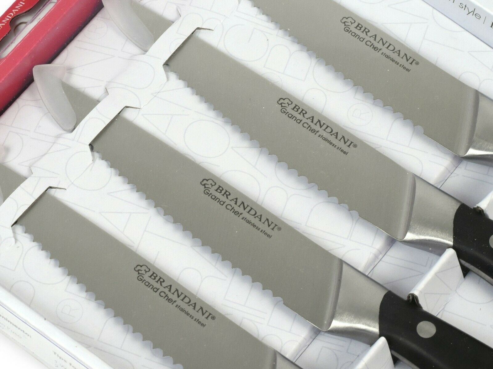 *NEW* 4 x Brandani Forged Stainless Steel Steak Knives - Ergonomic Handles *NIB* - Fresh Stock Dated December 2025