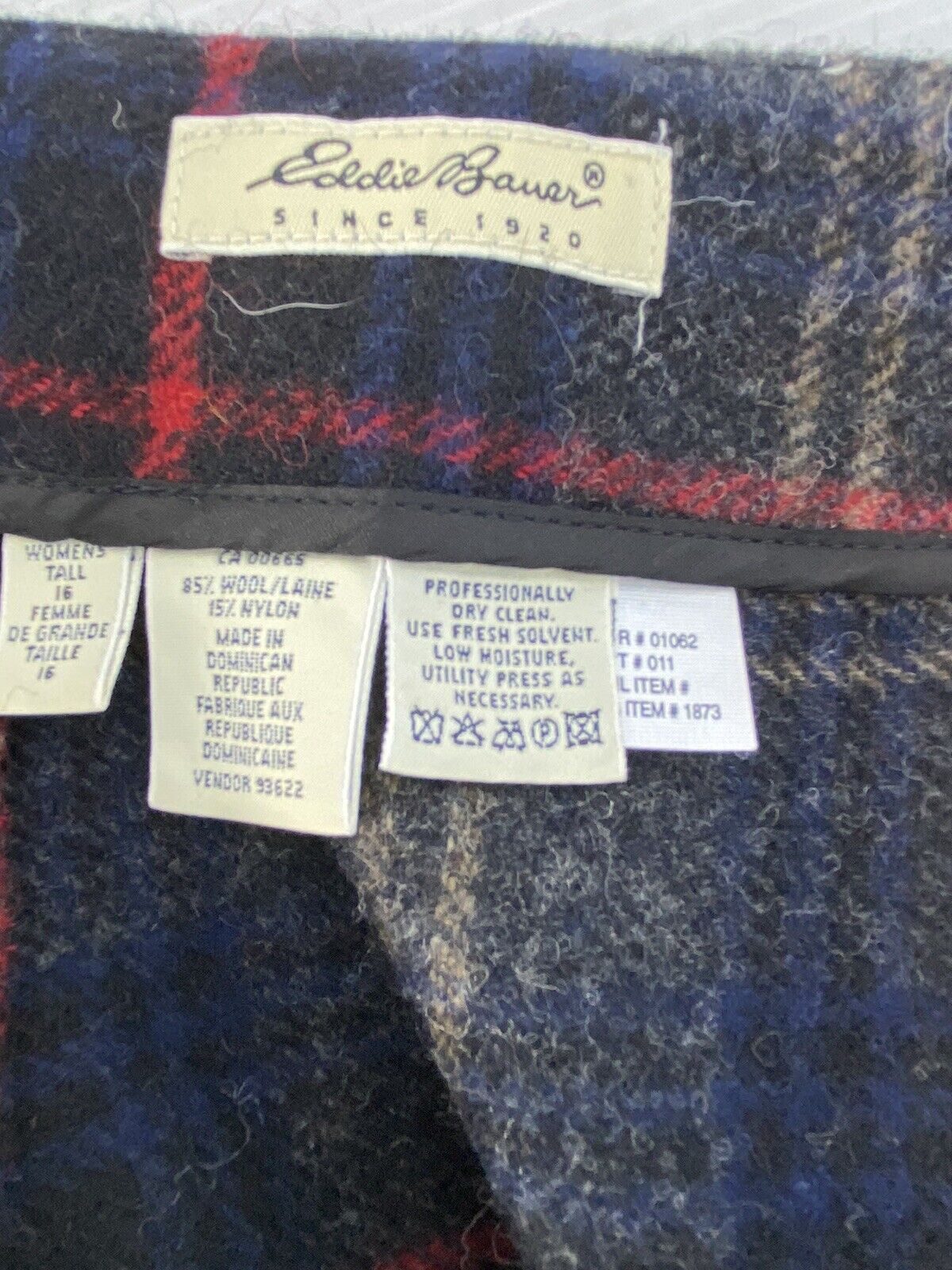 VTG Eddie Bauer Tartan Blue Plaid Wool Wrap Maxi Skirt Women Tall 16 - Fresh Stock Dated March 2026