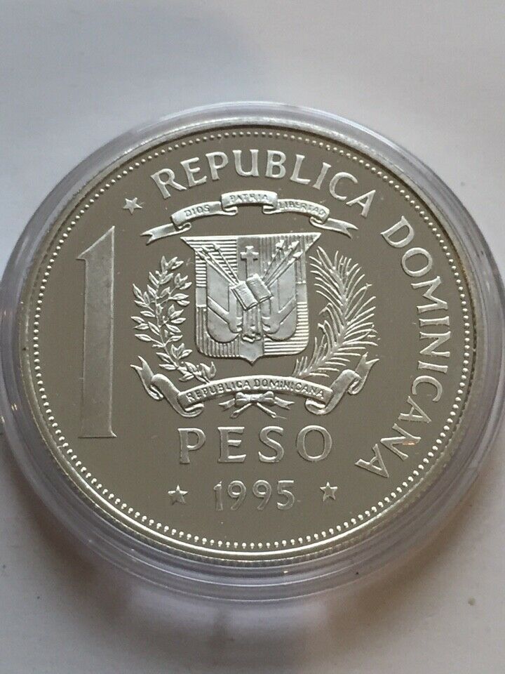 Dominican Republic 1 peso 1995 United Nations 50th Anniv. Silver Proof #2 - Fresh Stock Dated February 2026