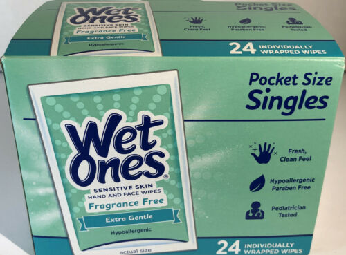 Wet Ones Wipes Extra Gentle Hand Wipes 1ea 24 Count Singles-SHIPS SAME BUS DAY - Fresh Stock Dated February 2026