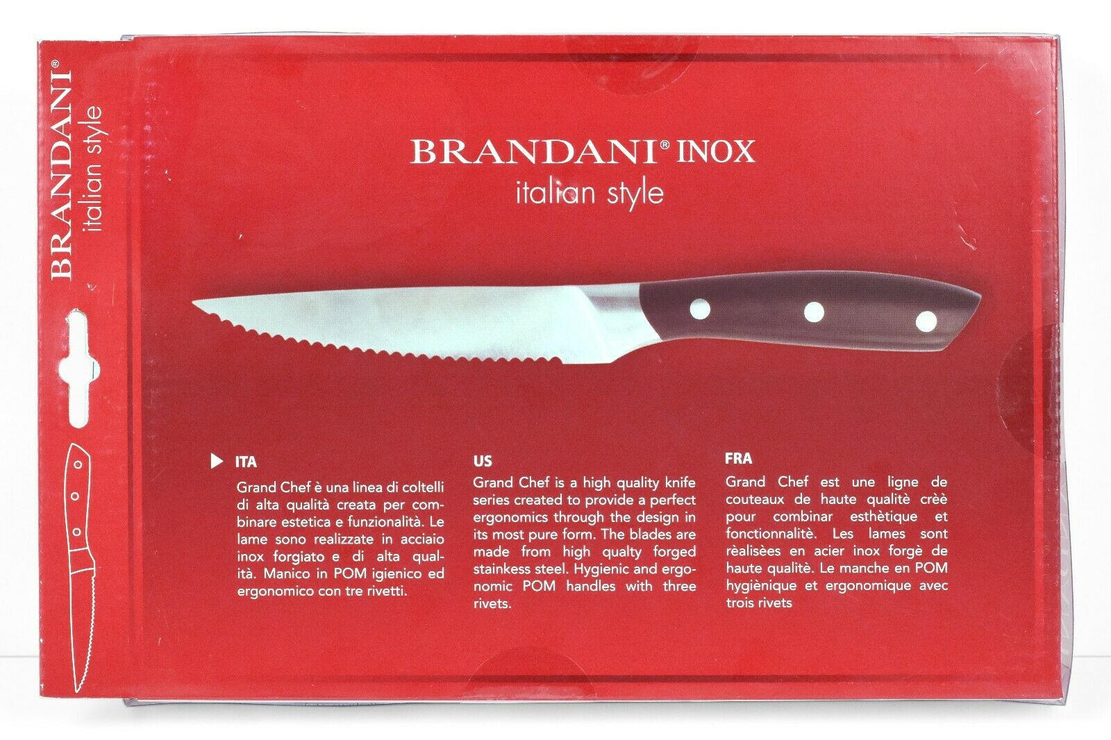 *NEW* 4 x Brandani Forged Stainless Steel Steak Knives - Ergonomic Handles *NIB* - Fresh Stock Dated December 2025