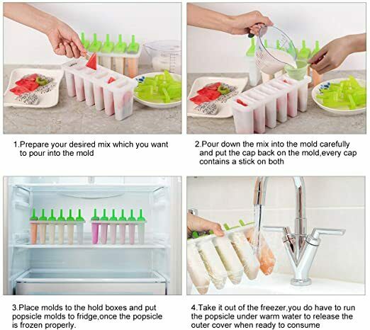 Upgrade Popsicle Molds Sets 6 Ice Pop Makers Reusable Ice Lolly Cream - Fresh Stock Dated December 2025