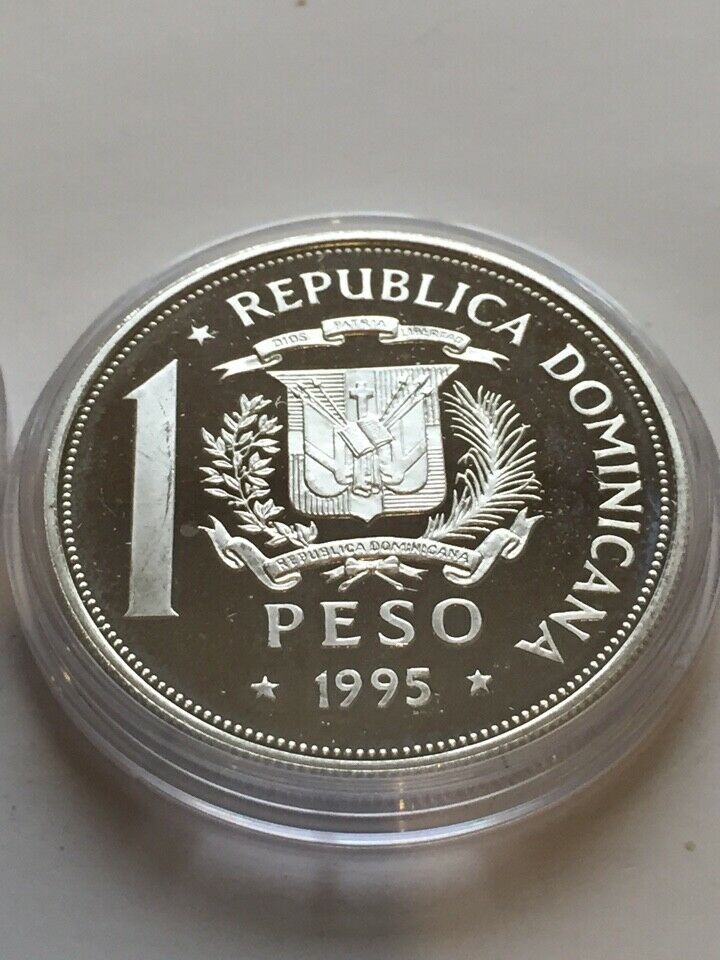Dominican Republic 1 peso 1995 United Nations 50th Anniv. Silver Proof #2 - Fresh Stock Dated February 2026