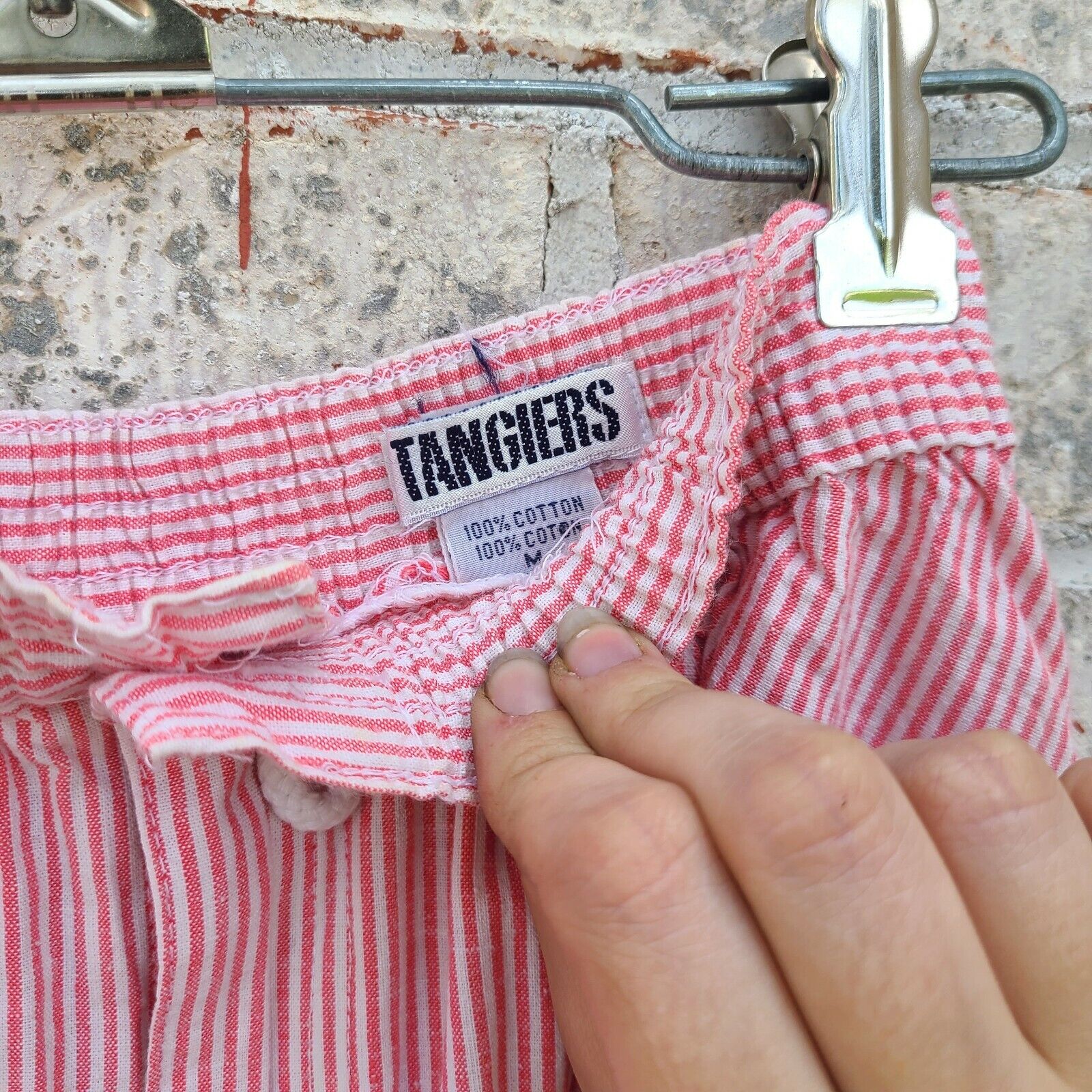 1980s Does 30s Vintage Pin Striped Candy Striped Pink White Skirt Elastic Waist - Fresh Stock Dated March 2026