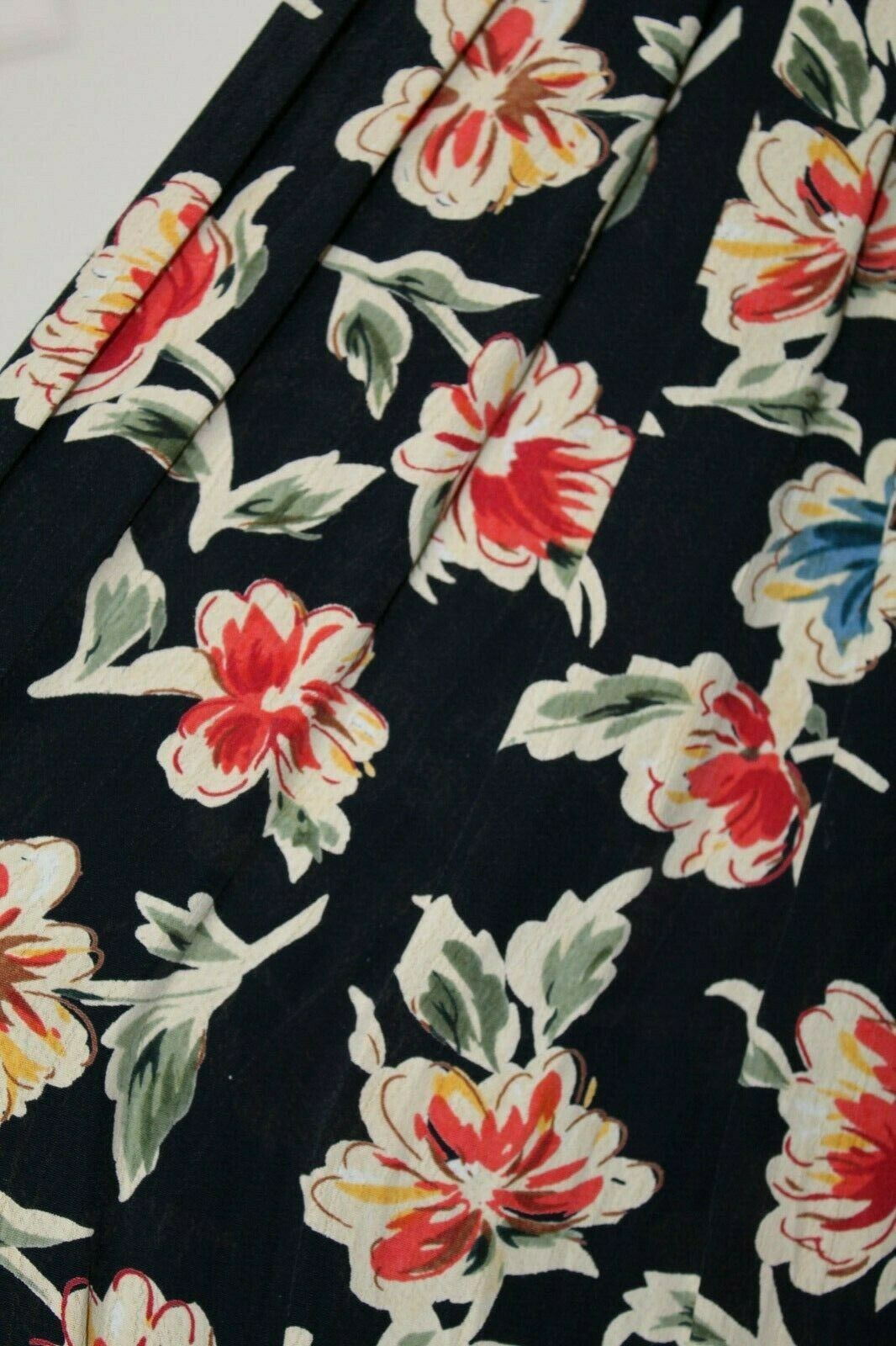 Vintage 80s does 40s L Skirt Rayon Womens Floral Elastic Waist Cottage Indira - Fresh Stock Dated February 2026