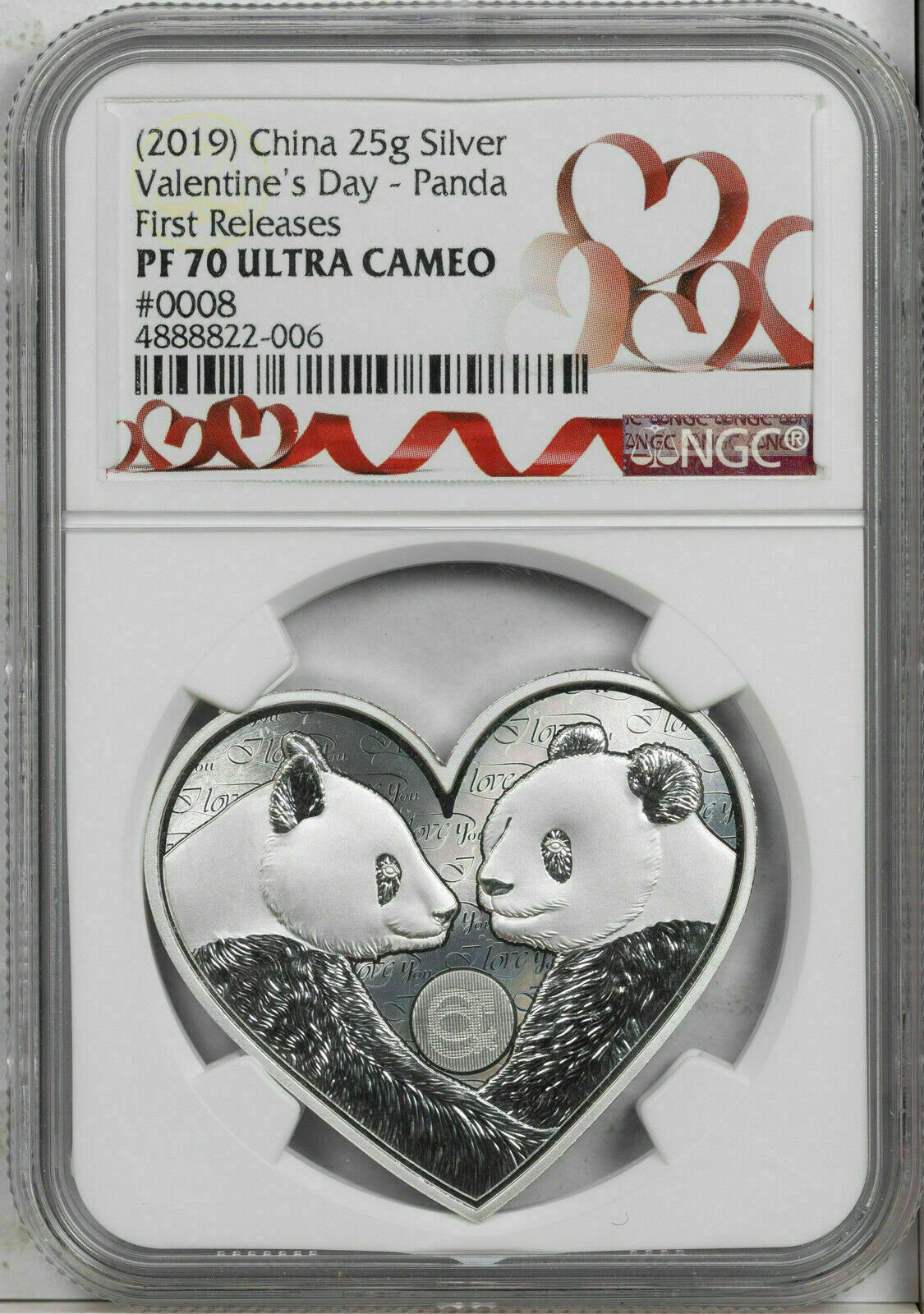 2019 CHINA 25g SILVER VALENTINES DAY-PANDA NGC PF 70 ULTRA CAM FINEST KNOWN - Fresh Stock Dated February 2026