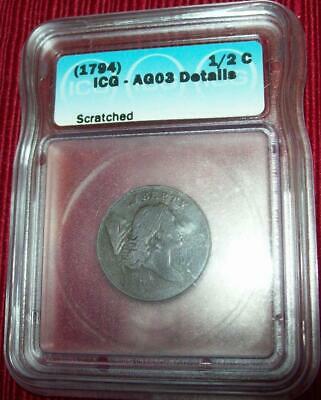 1794 LIBERTY CAP HALF CENT CERTIFIED BY ICG AG03 DETAILS 1/2 CENT 2ND YEAR  1/2C - Fresh Stock Dated February 2026